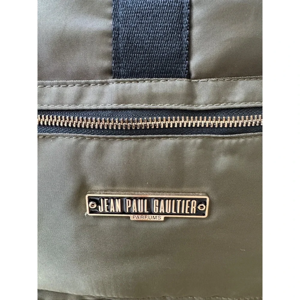 Jean Paul Gaultier Olive Green Black Roll-Top Backpack Orange Interior